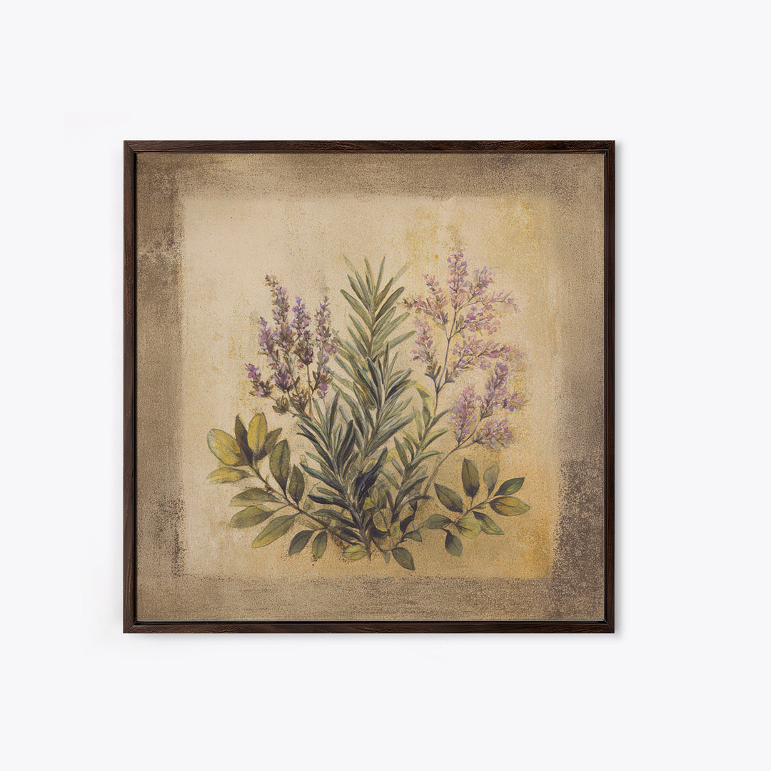 Herb Garden Watercolor Canvas Print, Botanical Art, Poster, Living Room Decor, Fine Art, Botanic, Art Nouveau, Framed Wall Art, BOT-1x1-77