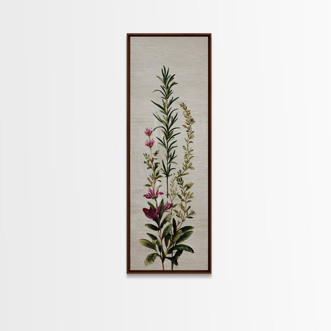 Herb Garden Watercolor Canvas Print, Botanical Art, Poster, Living Room Decor, Fine Art, Botanic, Art Nouveau, Framed Wall Art, BOT-1x3-17