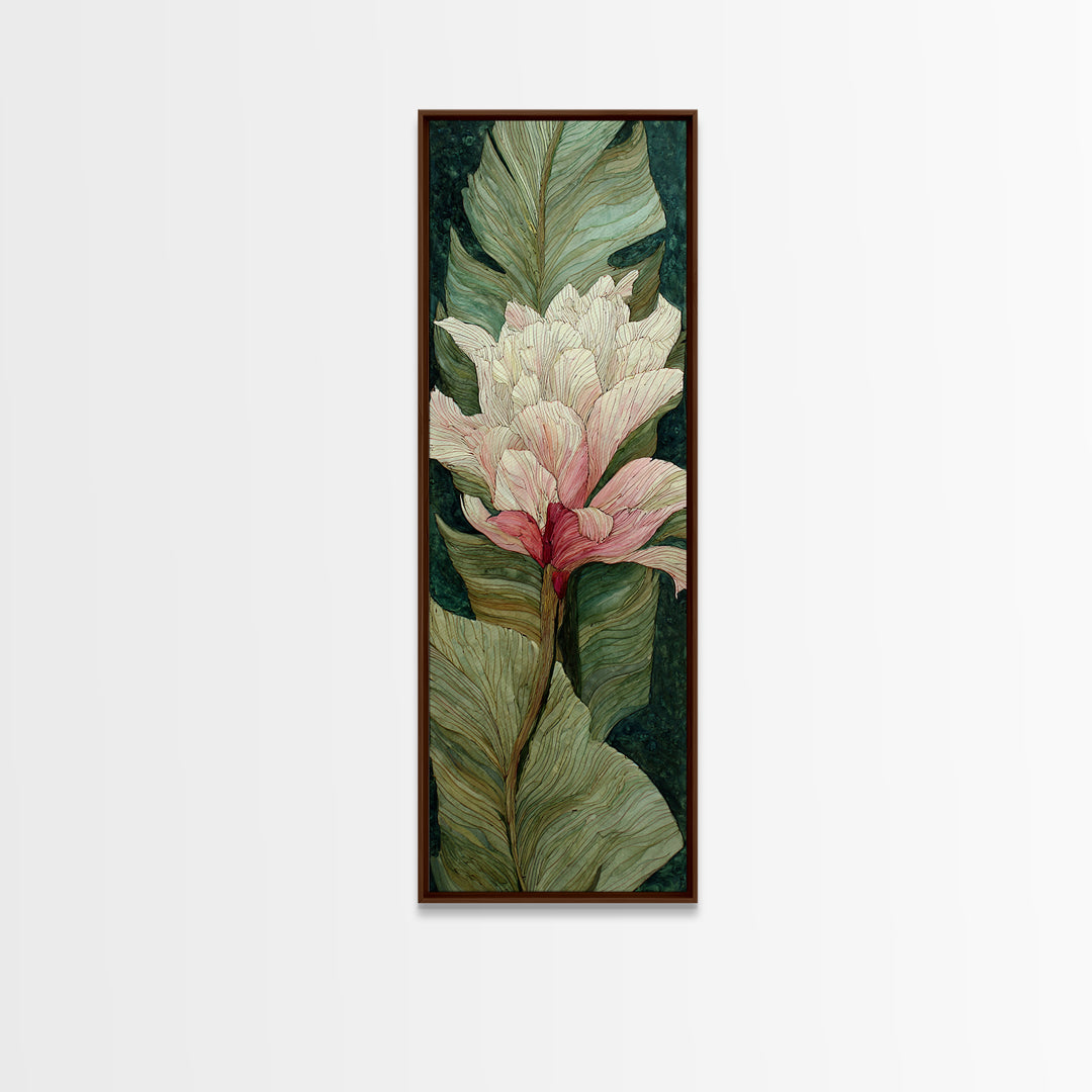 Tropical Banana Leaf Painted Framed Canvas Print, Botanical Art, Poster, Living Room Decor, Fine Art, Botanic, Art Nouveau, BOT-1x3-20