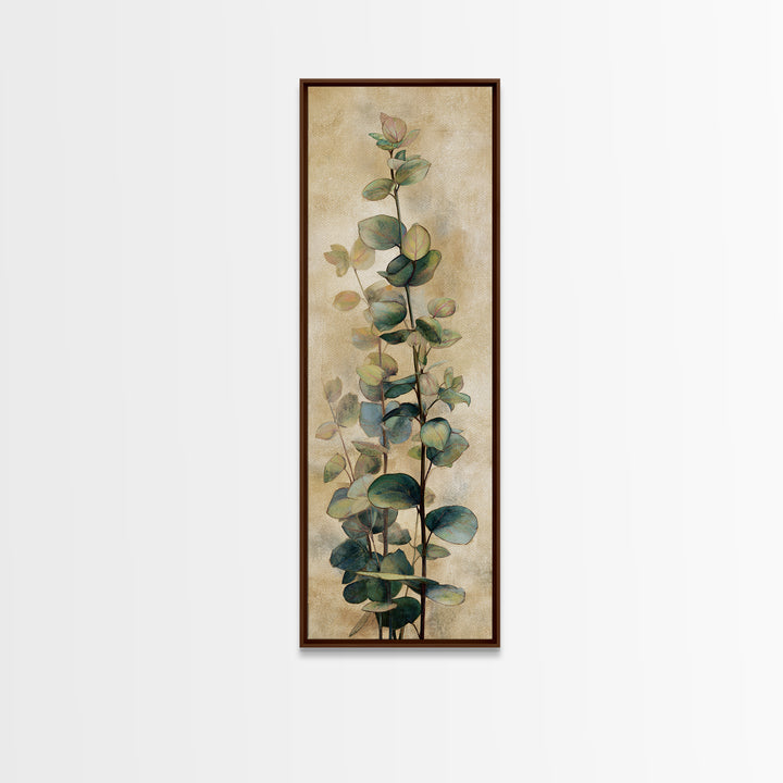 Eucalyptus Stems in Soft Sage Tones Framed Canvas Print, Botanical Art, Printable Art, Living Room Decor, Watercolor Art, BOT-1x3-47