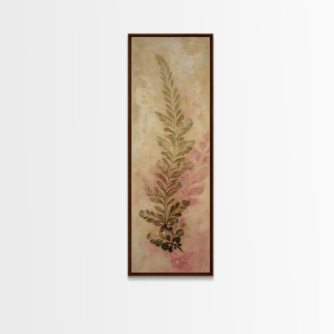Fern Shadow Pattern on Plaster Surface Canvas Print, Botanical Art, Whimsical Decor, Living Room Decor, Oil Painting, Botanic, BOT-1x3-59