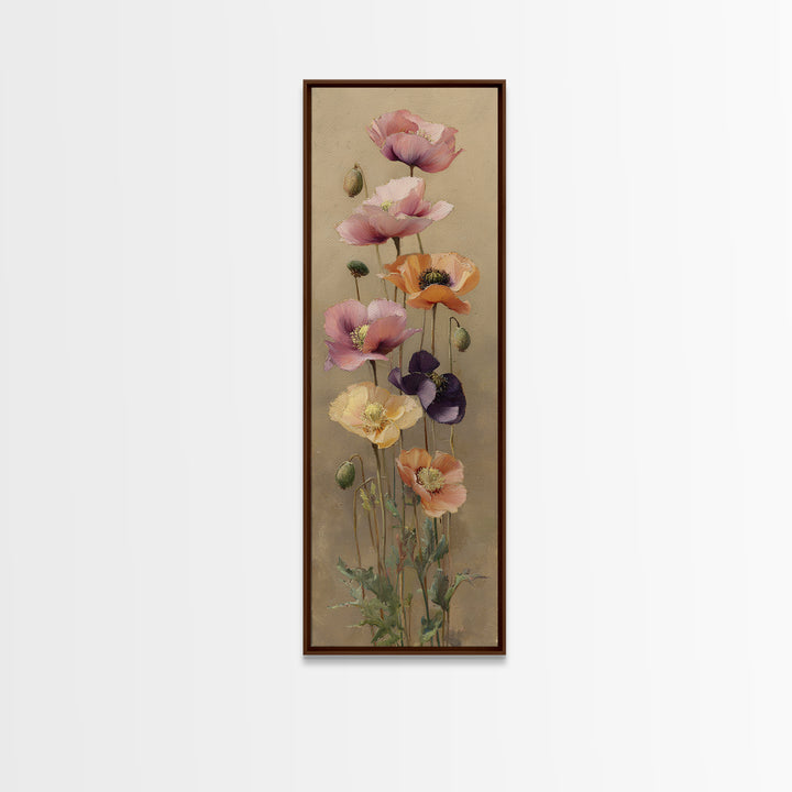 Poppy Field Botanical Study Canvas Print, Botanical Art, Poster, Living Room Decor, Botanic, Art Nouveau, Framed Wall Art, BOT-1x3-77