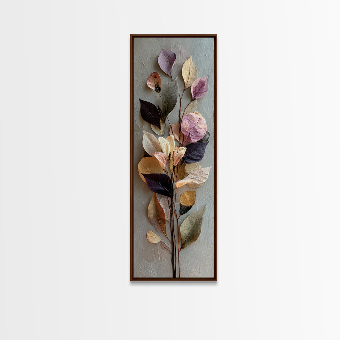 Autumn Leaves Specimen Collection Framed Canvas Print, Botanical Art, Living Room Decor, Watercolor Art, Botanic, BOT-1x3-8