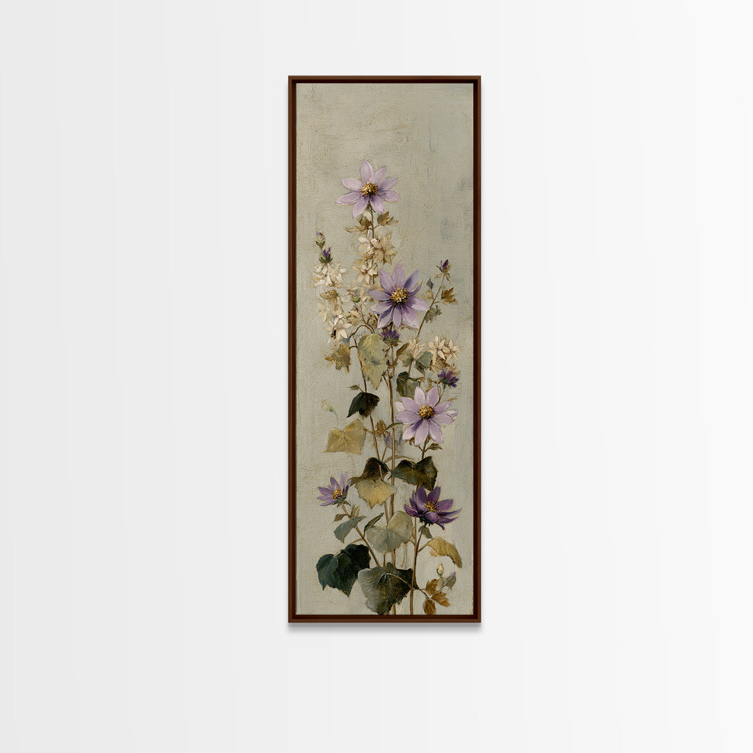 Delicate Wildflower Study Framed Canvas Print, Botanical Art, Statement Artwork, Living Room Decor, Fine Art, Botanic, BOT-1x3-87