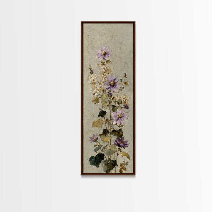 Delicate Wildflower Study Framed Canvas Print, Botanical Art, Statement Artwork, Living Room Decor, Fine Art, Botanic, BOT-1x3-87
