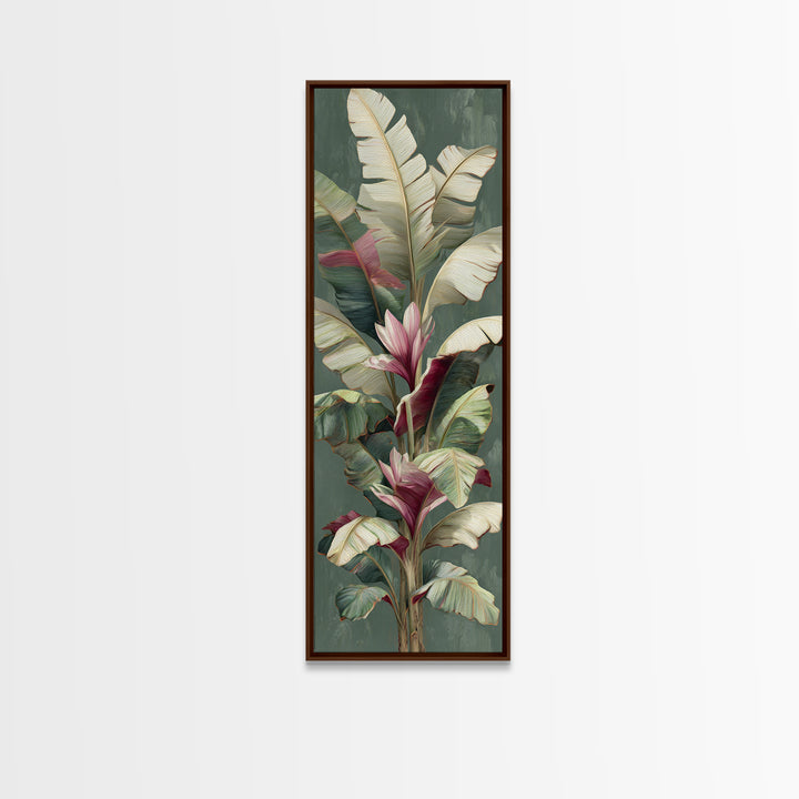 Tropical Banana Leaf Painted Framed Canvas Print, Botanical Art, Watercolor Painting, Living Room Decor, Fine Art, Botanic, BOT-1x3-92