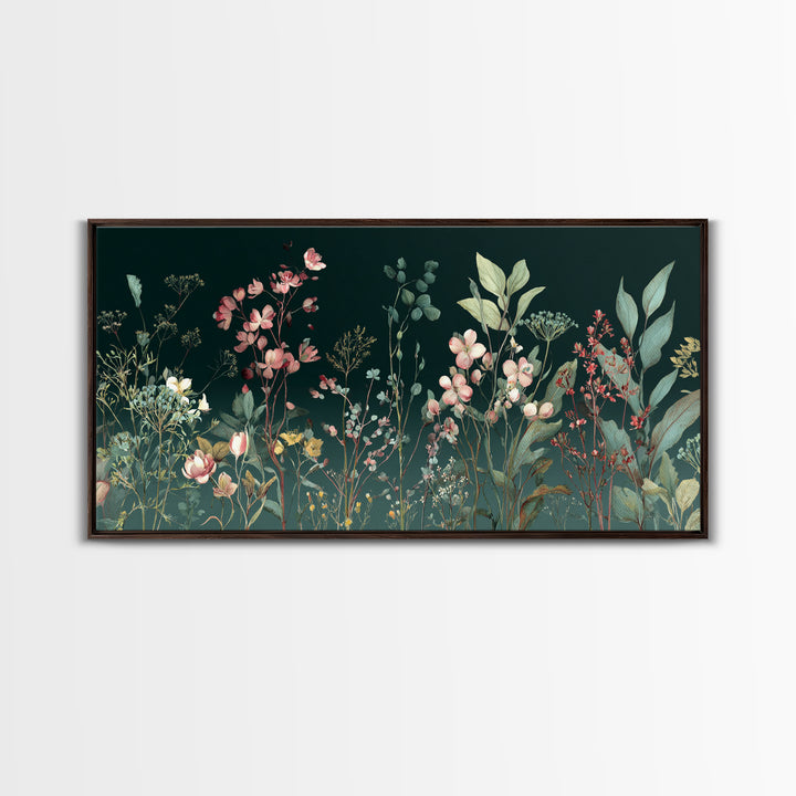 Delicate Wildflower Study Framed Canvas Print, Botanical Art, Wall Art Prints, Living Room Decor, Watercolor Art, Botanic, BOT-2x1-23