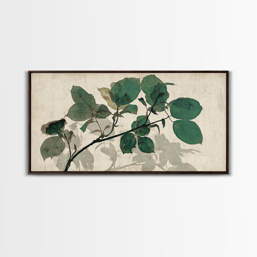 Black Ink Botanical Silhouette on Cream Paper Canvas Print, Botanical Art, Art Print, Living Room Decor, Fine Art, Botanic, BOT-2x1-41
