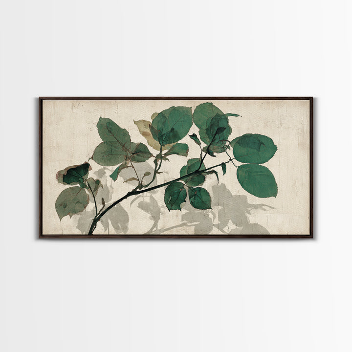 Black Ink Botanical Silhouette on Cream Paper Canvas Print, Botanical Art, Art Print, Living Room Decor, Fine Art, Botanic, BOT-2x1-41
