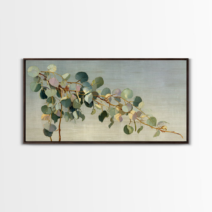 Eucalyptus Stems in Soft Sage Tones Framed Canvas Print, Botanical Art, Abstract Art, Living Room Decor, Fine Art, Botanic, BOT-2x1-55