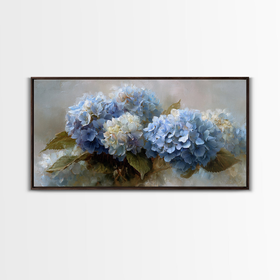 Blue Hydrangea Cluster Canvas Print, Botanical Art, Wall Art, Living Room Decor, Watercolor Art, Botanic, Digital Wall Art, BOT-2x1-62