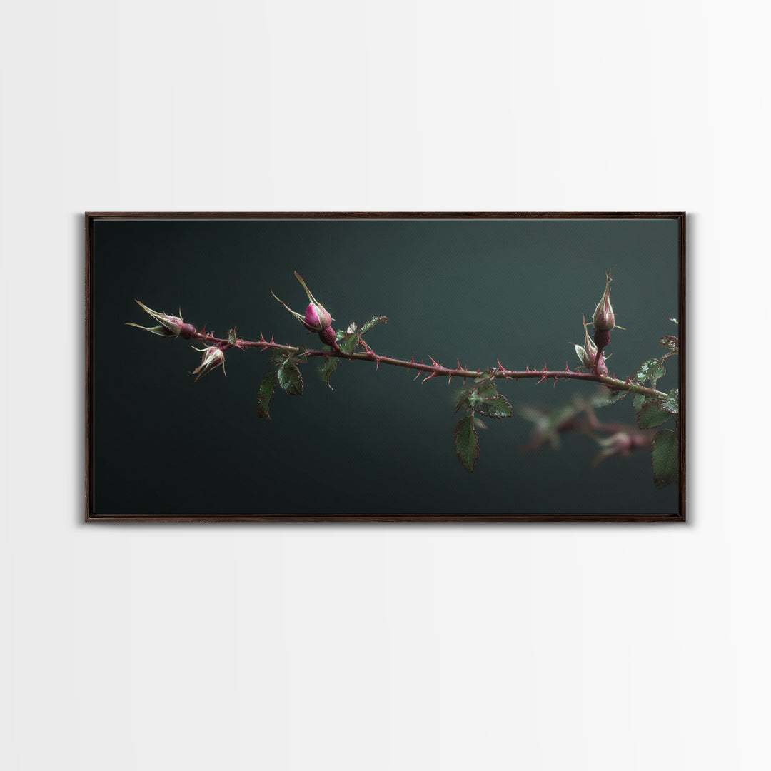 Wild Rose Branch Canvas Print, Botanical Art, Home Decor, Living Room Decor, Fine Art, Botanic, Original Art, Art Nouveau, BOT-2x1-66