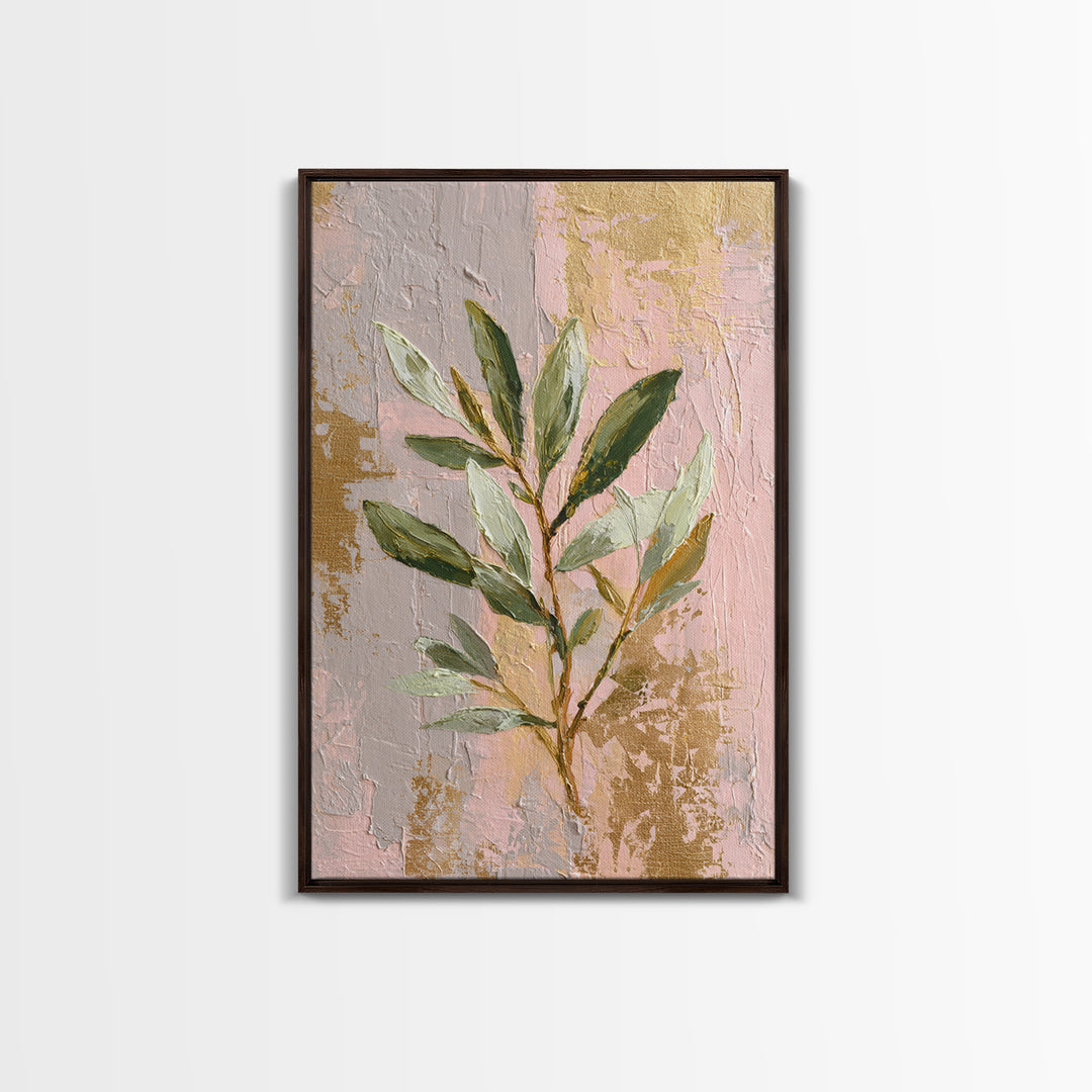 Single Olive Branch Canvas Print, Botanical Art, Minimalist Decor, Living Room Decor, Oil Painting, Botanic, Home Gift, BOT-2x3-15