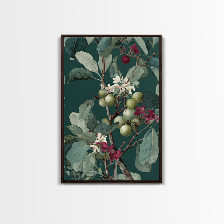Fig Branch with Fruit and Broad Leaves Canvas Print, Botanical Art, Art Print, Living Room Decor, Fine Art, Botanic, BOT-2x3-23