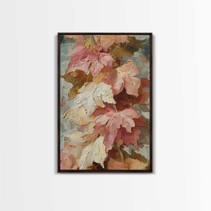 Autumn Leaves Specimen Collection Framed Canvas Print, Botanical Art, Whimsical Decor, Living Room Decor, Oil Painting, Botanic, BOT-2x3-28