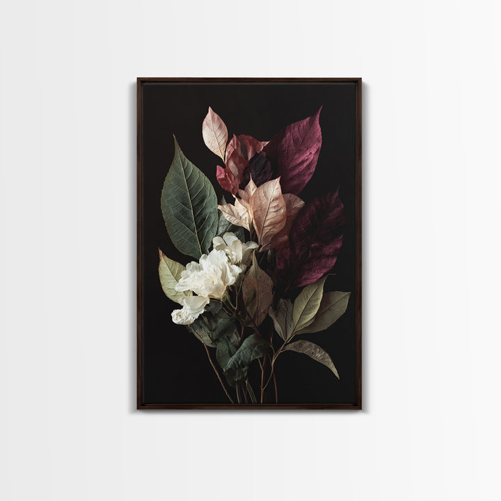 Autumn Leaves Specimen Collection Framed Canvas Print, Botanical Art, Living Room Decor, Watercolor Art, Botanic, BOT-2x3-4