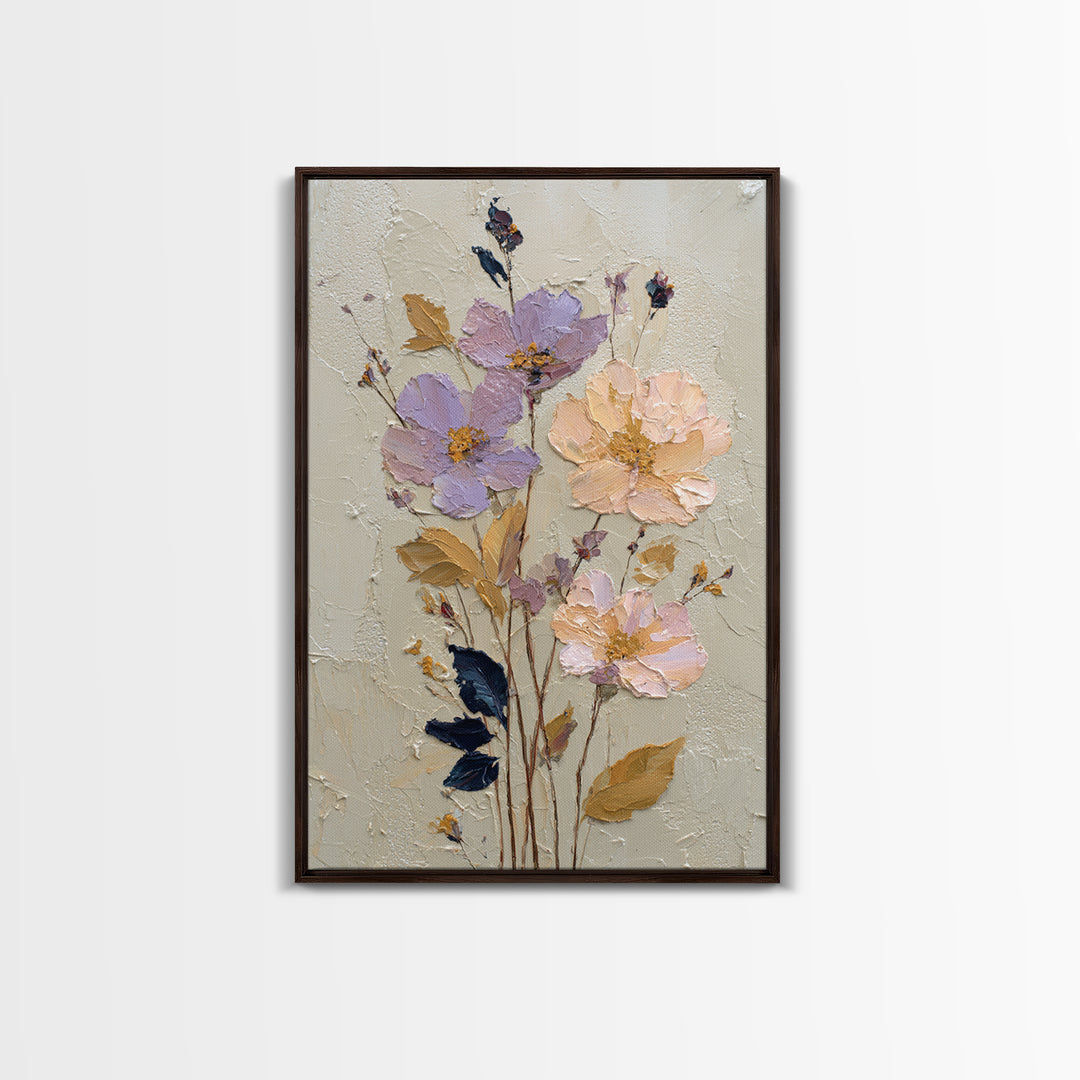 Delicate Wildflower Study Framed Canvas Print, Botanical Art, Art Nouveau, Living Room Decor, Watercolor Art, Botanic, BOT-2x3-59