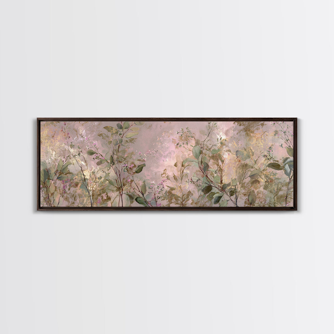 Eucalyptus Stems in Soft Sage Tones Framed Canvas Print, Botanical Art, Textured Painting, Living Room Decor, Fine Art, Botanic, BOT-3x1-27