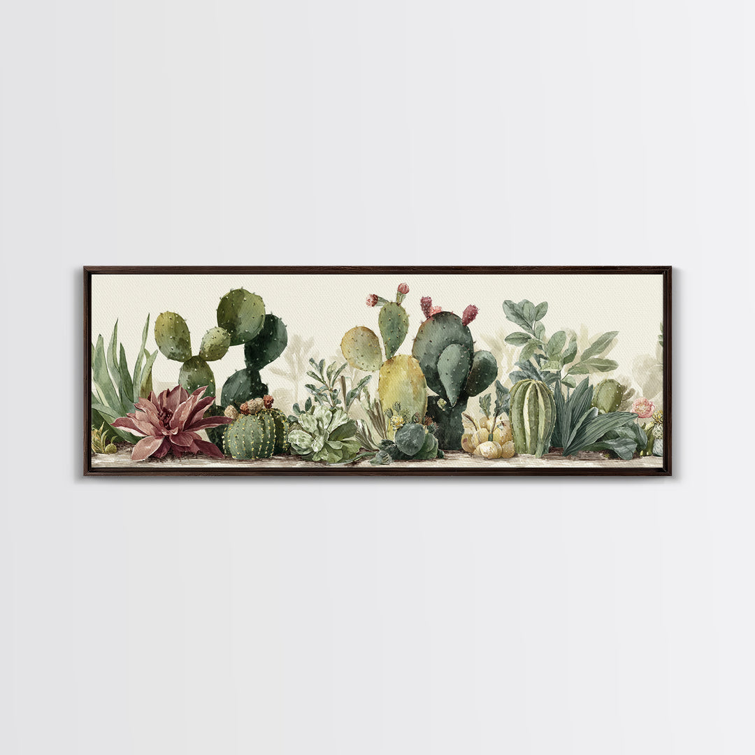 Cactus Botanical Plate Canvas Print, Botanical Art, Living Room Decor, Fine Art, Botanic, Fine Art Print, Statement Artwork, BOT-3x1-29