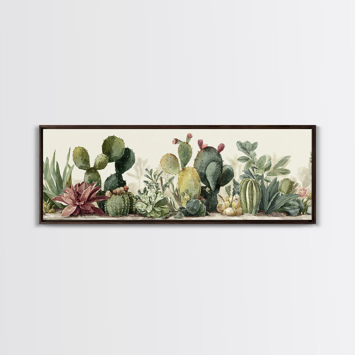Cactus Botanical Plate Canvas Print, Botanical Art, Living Room Decor, Fine Art, Botanic, Fine Art Print, Statement Artwork, BOT-3x1-29