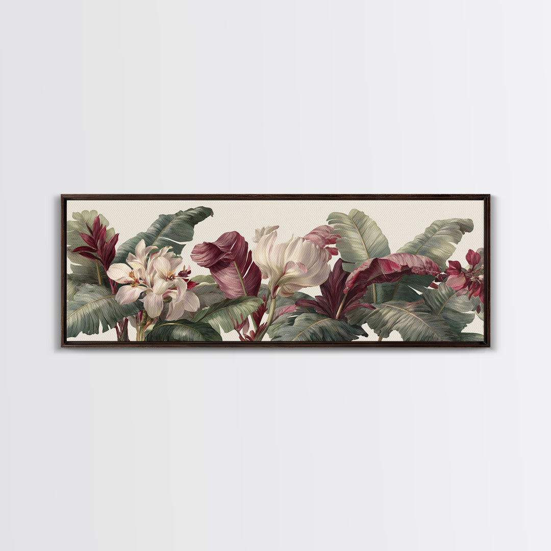 Tropical Banana Leaf Painted Canvas Print, Botanical Art, Textured Painting, Living Room Decor, Fine Art, Botanic, BOT-3x1-48