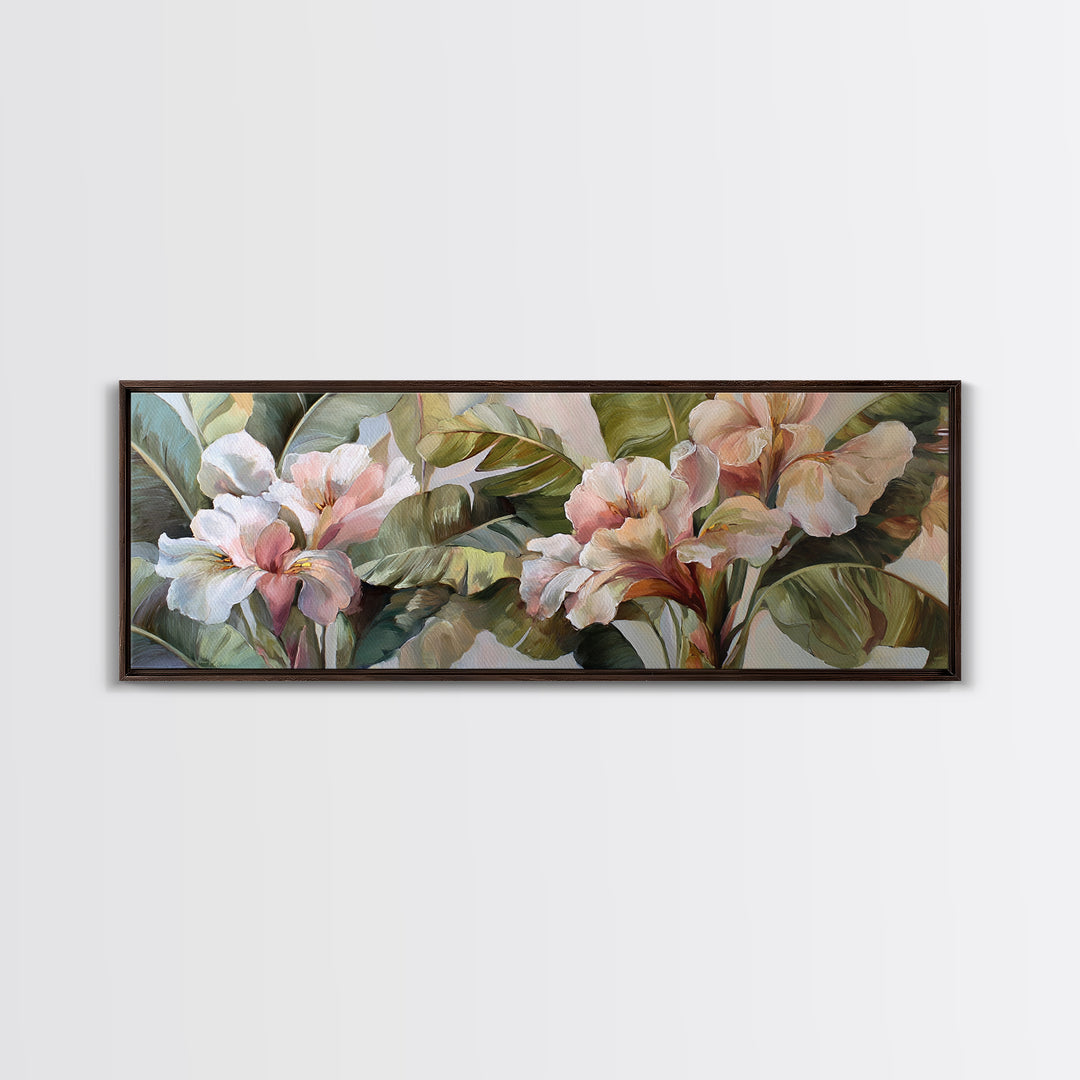 Tropical Banana Leaf Painted Framed Canvas Print, Botanical Art, Poster, Living Room Decor, Fine Art, Botanic, Art Nouveau, BOT-3x1-72