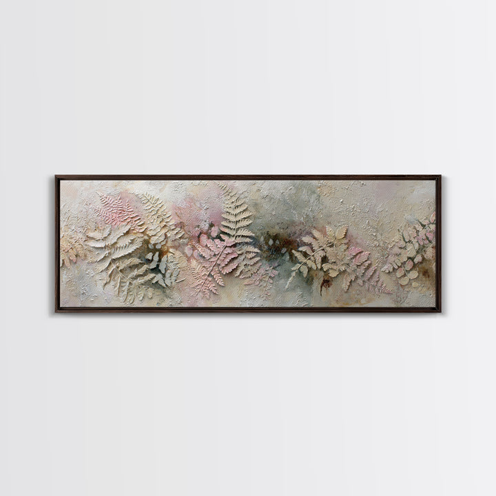 Fern Shadow Pattern on Plaster Surface Framed Canvas Print, Botanical Art, Home Gift, Living Room Decor, Fine Art, Botanic, BOT-3x1-87