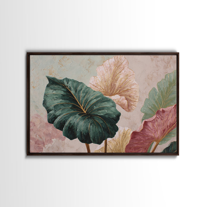 Oversized Monstera Leaf Canvas Print, Botanical Art, Whimsical Decor, Living Room Decor, Oil Painting, Botanic, BOT-3x2-54