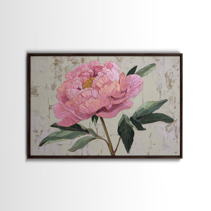 Peony Bloom with Layered Romantic Petals Canvas Print, Botanical Art, Digital Print, Living Room Decor, Watercolor Art, Botanic, BOT-3x2-62