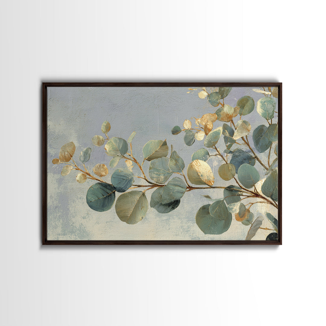 Eucalyptus Stems in Soft Sage Tones Framed Canvas Print, Botanical Art, Poster, Living Room Decor, Fine Art, Botanic, BOT-3x2-87