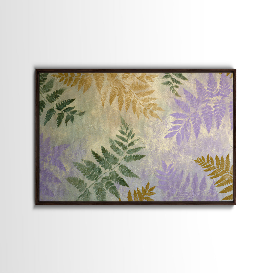 Fern Shadow Pattern on Plaster Surface Framed Canvas Print, Botanical Art, Home Gift, Living Room Decor, Fine Art, Botanic, BOT-3x2-99