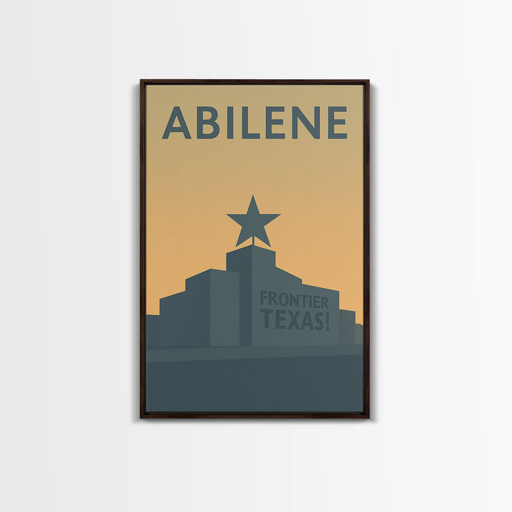 Abilene Travel Poster, Framed Canvas Print, Minimalist Retro Wall Art, Abilene Travel Art, City Illustration, Vintage City Art