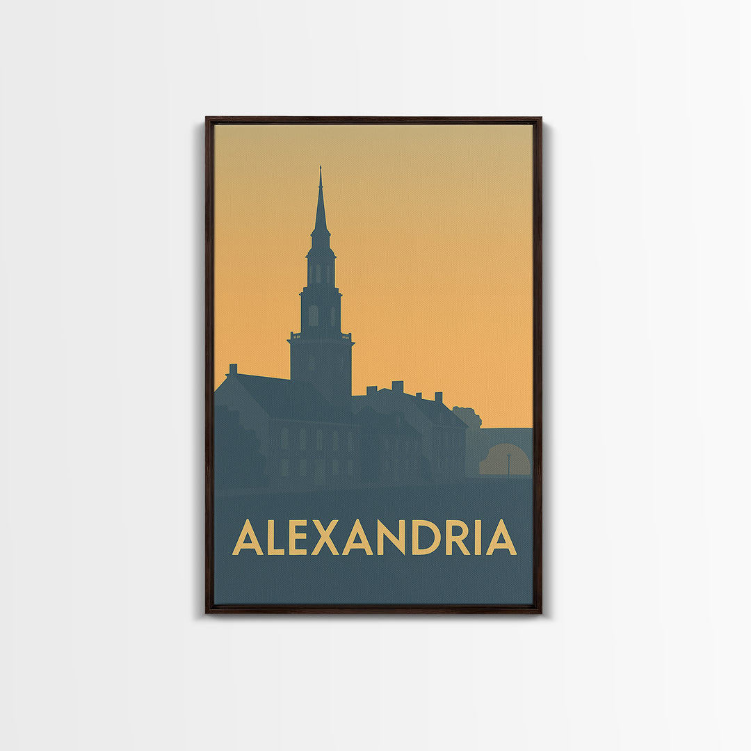 Alexandria Travel Poster, Canvas Print, Sunset Skyline Wall Art, Alexandria City Art, Travel Wall Decor, City Art Print, Home Office Decor