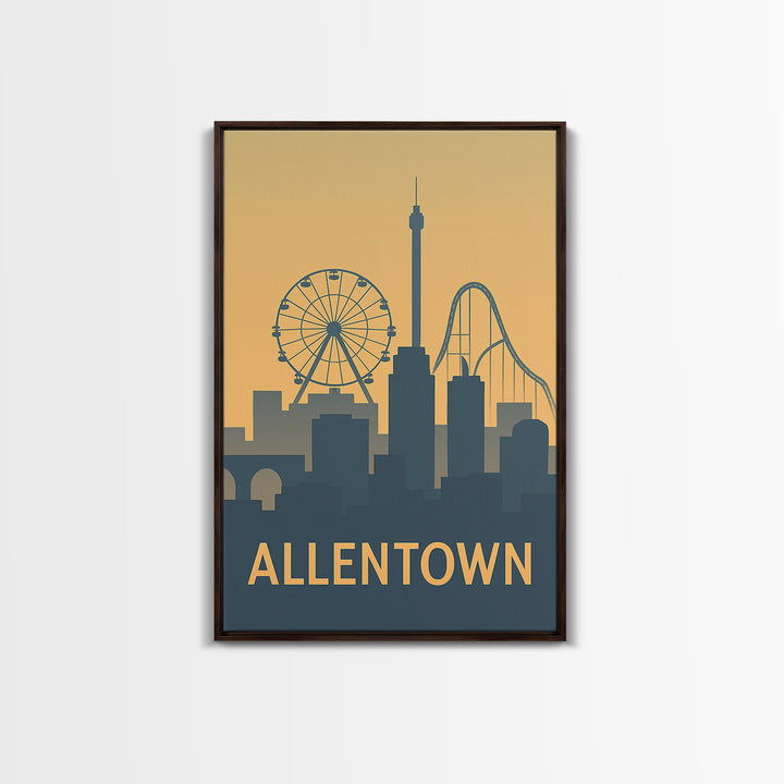 Allentown Pennsylvania Travel Poster, Canvas Print, City Poster Art, Allentown Poster Print, Skyline Art, Travel Poster Set, Poster Art