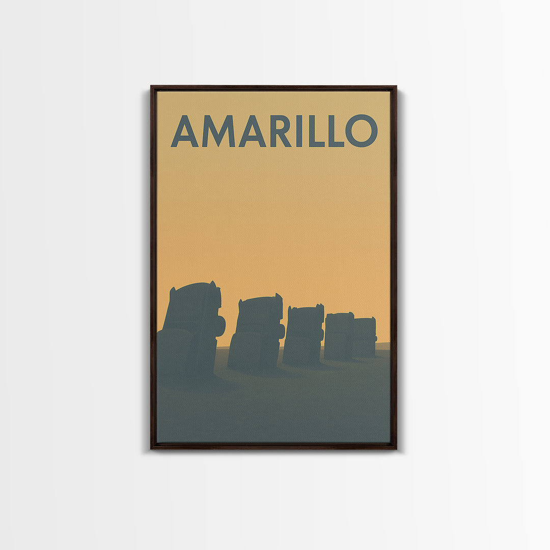 Amarillo Travel Poster, Framed Canvas Print, Mid Century Travel Art, Amarillo Wall Art, Travel Poster Set, Travel Wall Decor, Home Decor
