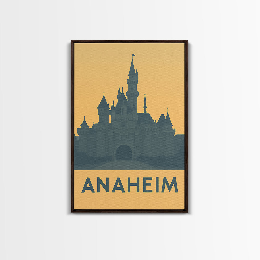 Anaheim Travel Poster, Framed Canvas Print, Mid Century Travel Art, Anaheim Art Print, Travel Art Print, City Illustration, Vintage Print