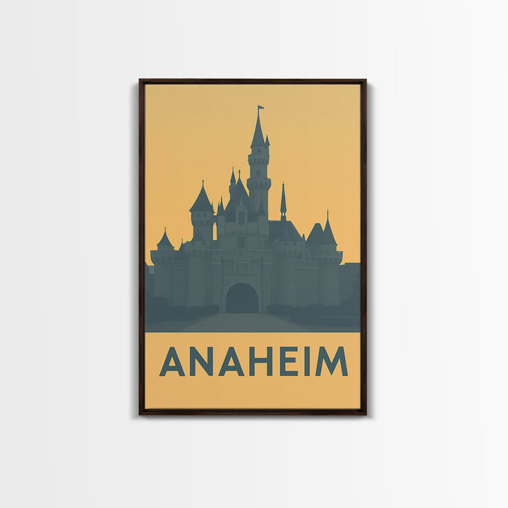 Anaheim Travel Poster, Framed Canvas Print, Mid Century Travel Art, Anaheim Art Print, Travel Art Print, City Illustration, Vintage Print