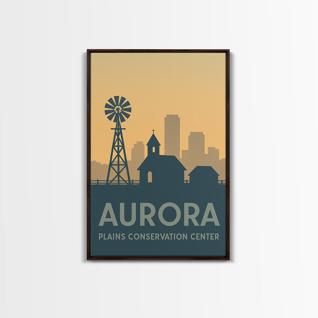 Aurora Travel Poster, Framed Canvas Print, Minimalist Retro Wall Art, Aurora Travel Art, Living Room Wall Art, Eclectic Wall Decor