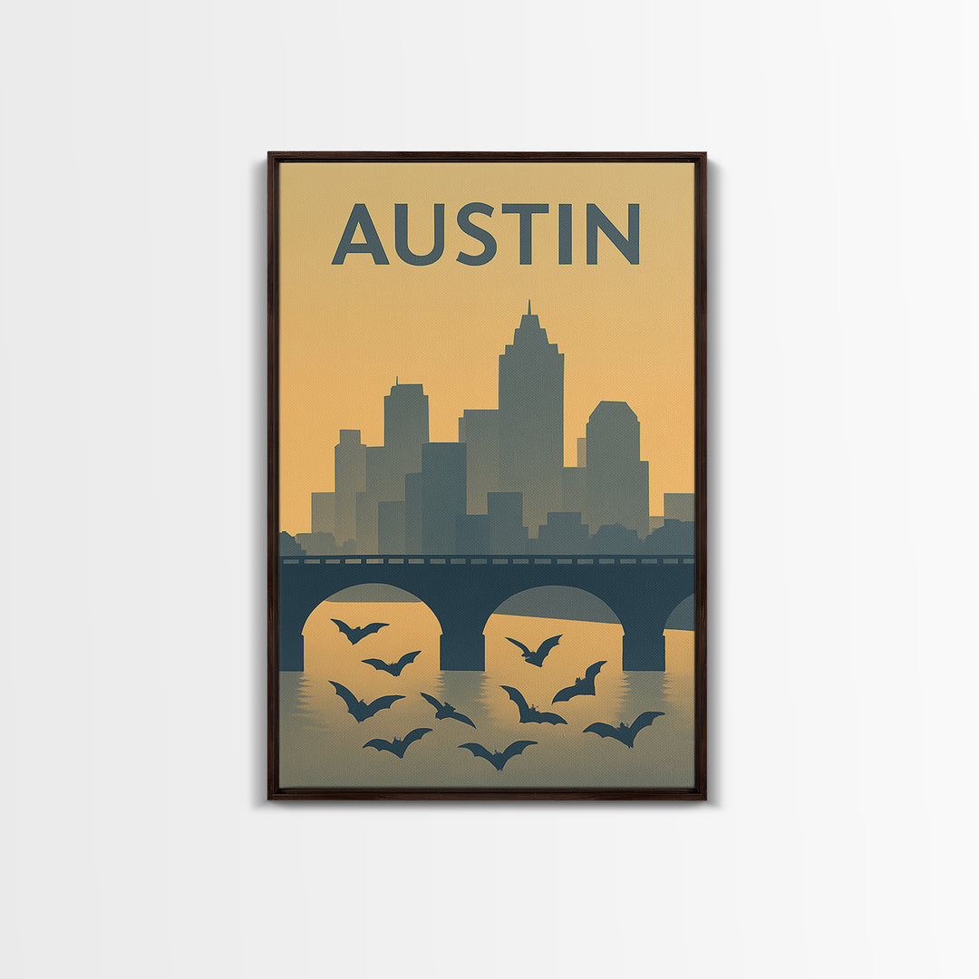Austin Texas Travel Poster, Canvas Print, Mid Century Travel Art, Austin Travel Art, Eclectic Wall Decor, Gift For Travelers, Wall Art