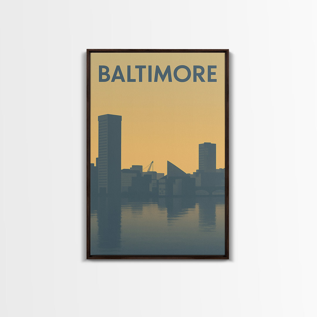 Baltimore Travel Poster, Canvas Print, Sunset Skyline Wall Art, Baltimore Travel Art, Fine Art Print, Vintage Travel Art, City Art Print