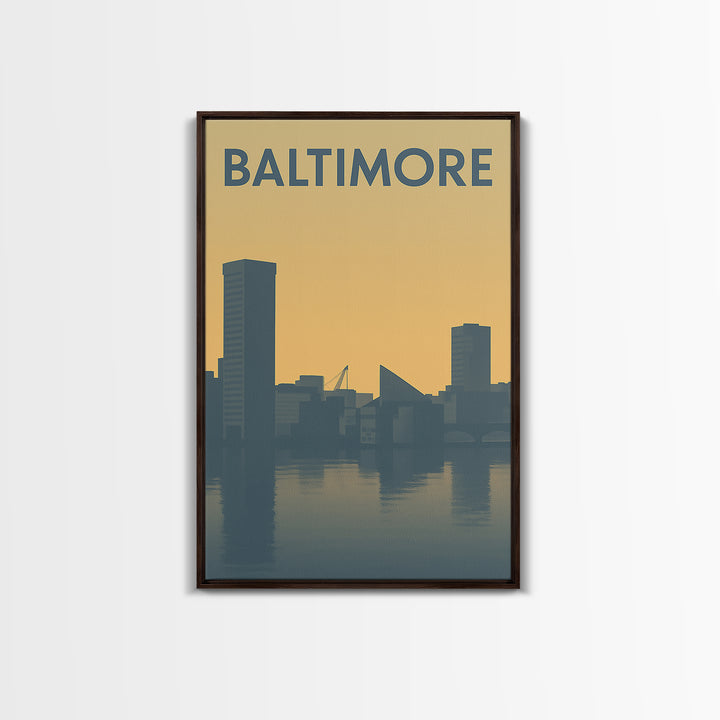 Baltimore Travel Poster, Canvas Print, Sunset Skyline Wall Art, Baltimore Travel Art, Fine Art Print, Vintage Travel Art, City Art Print