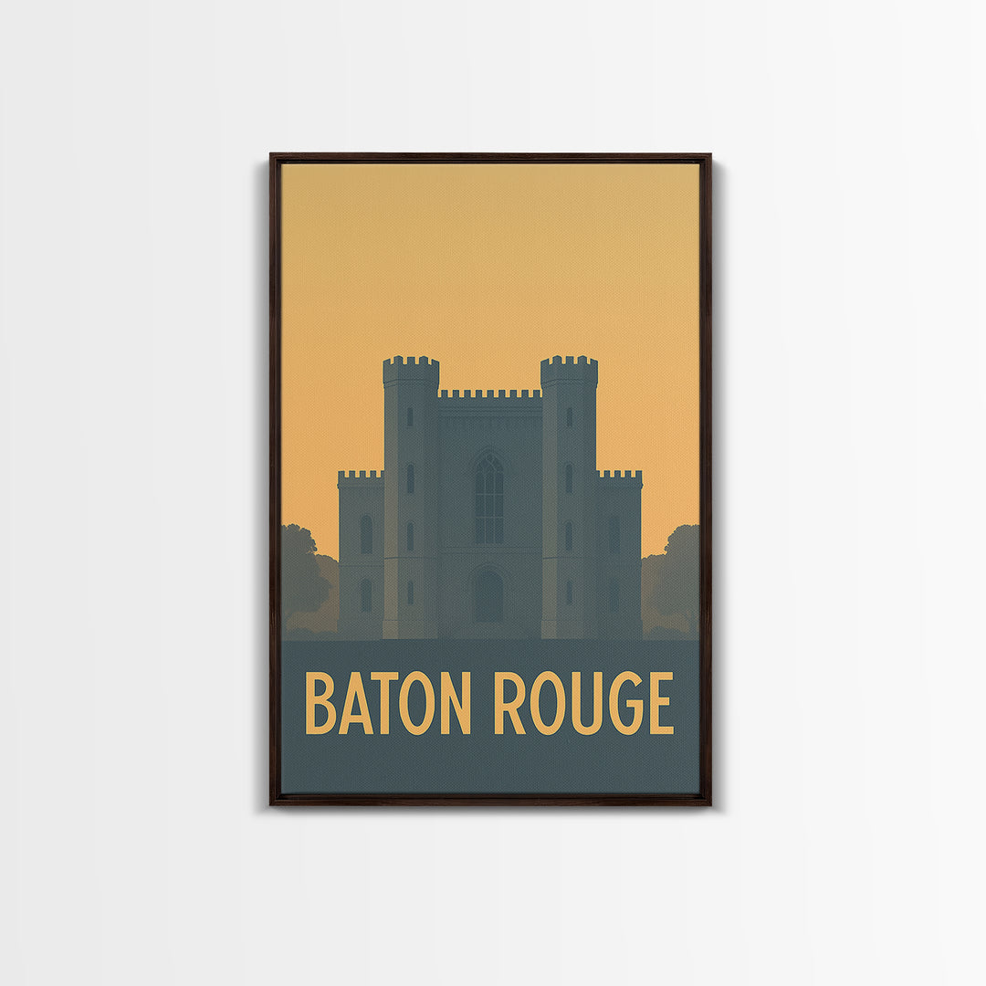 Baton Rouge Travel Poster, Canvas Print, Minimalist Retro Wall Art, Baton Rouge Wall Art, Modern Wall Decor, Retro Travel Print