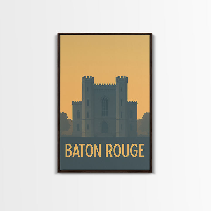 Baton Rouge Travel Poster, Canvas Print, Minimalist Retro Wall Art, Baton Rouge Wall Art, Modern Wall Decor, Retro Travel Print