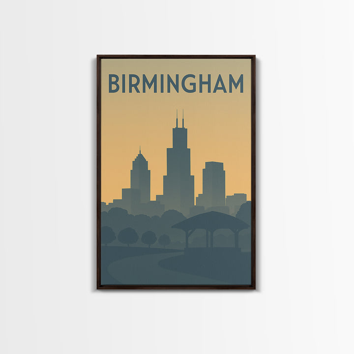 Birmingham Alabama Travel Poster, Canvas Print, Mid Century Travel Art, Birmingham Poster Print, Retro Travel Print, Travel Wall Art