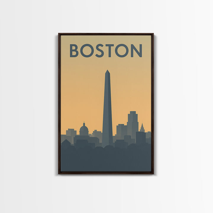 Boston Massachusetts Travel Poster, Canvas Print, Mid Century Travel Art, Boston Travel Art, Office Decor, Gift For Travelers, City Poster