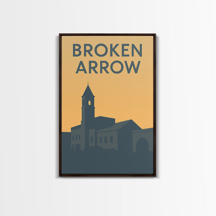 Broken Arrow Oklahoma Travel Poster, Canvas Print, Minimalist Retro Wall Art, Broken Arrow Art Print, Travel Poster Set, Vintage City Art