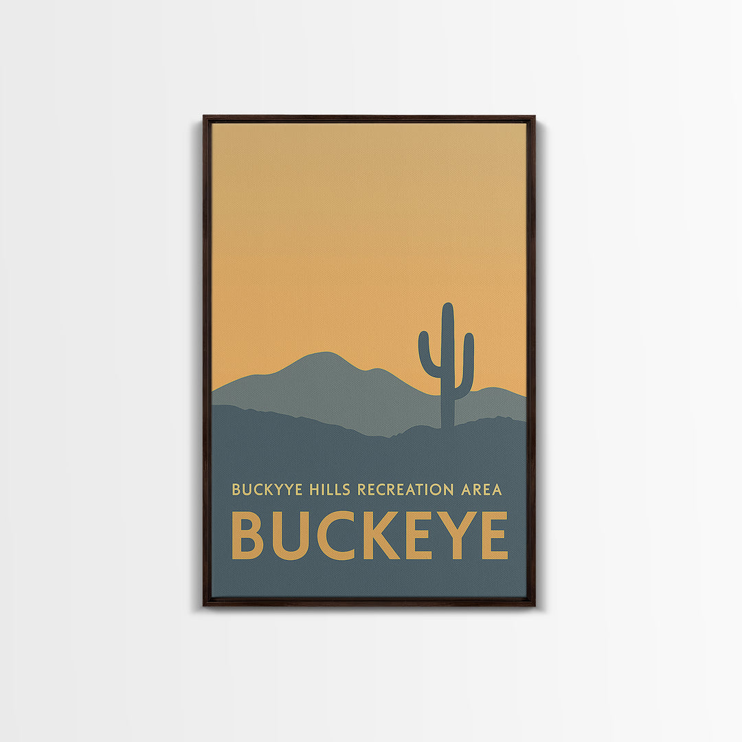 Buckeye Arizona Travel Poster, Framed Canvas Print, Mid Century Travel Art, Buckeye Art Print, Modern Wall Decor, Retro Travel Print