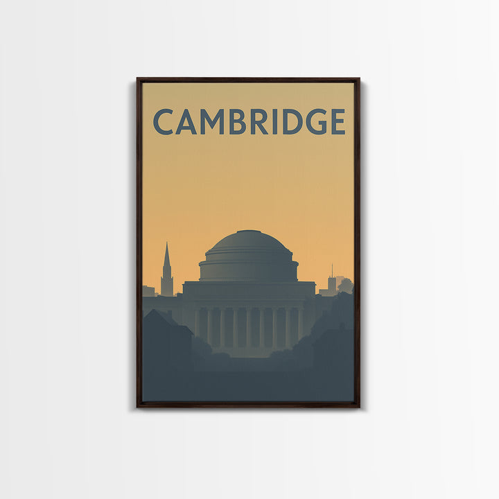 Cambridge Travel Poster, Framed Canvas Print, Minimalist Retro Wall Art, Cambridge Wall Art, Modern Wall Decor, Fine Art Print