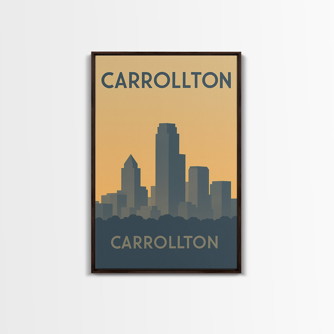 Carrollton Travel Poster, Canvas Print, Minimalist Retro Wall Art, Carrollton City Art, Living Room Wall Art, Vintage City Art