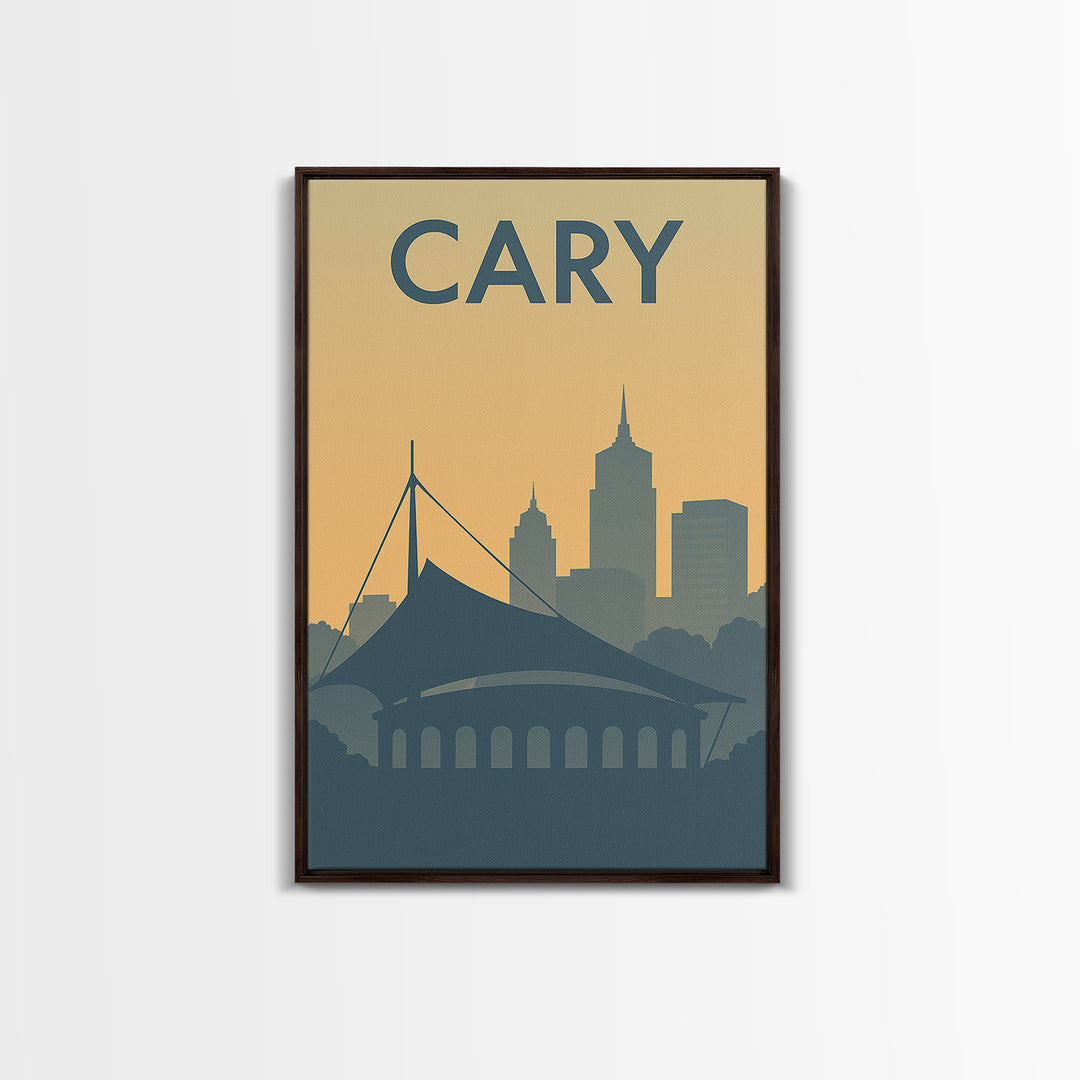Cary Travel Poster, Canvas Print, Minimalist Retro Wall Art, Cary Art Print, City Travel Prints, Travel Poster Set, Travel Wall Decor